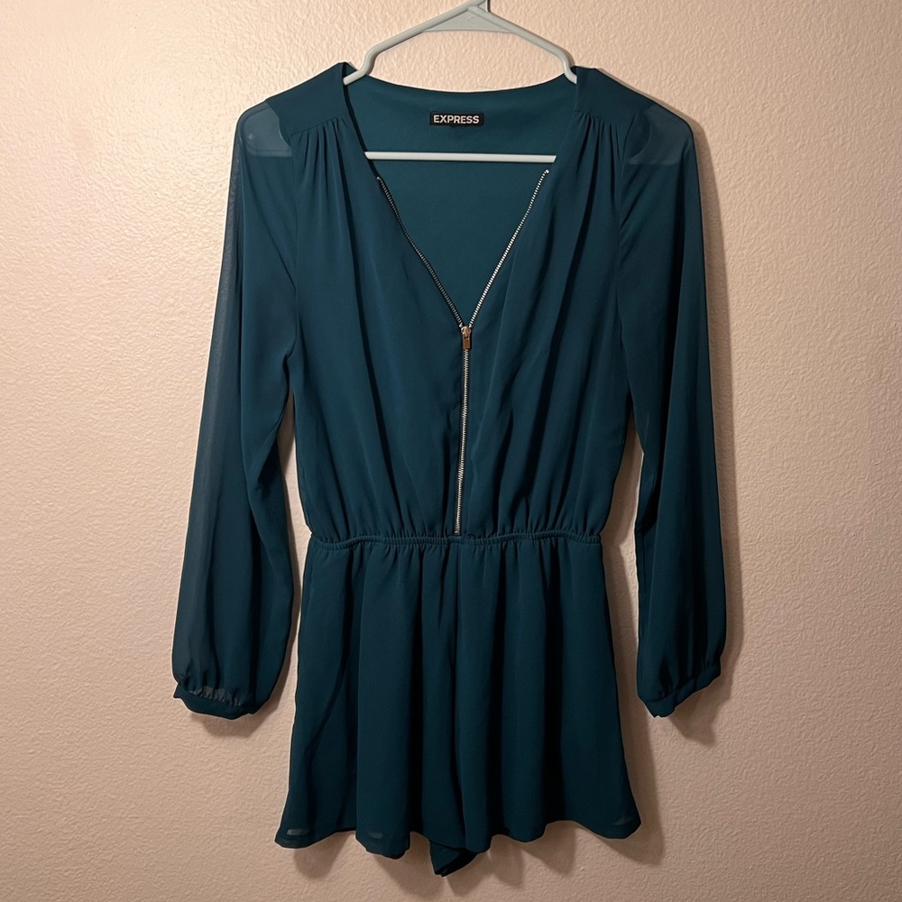 Dark teal long sleeve romper